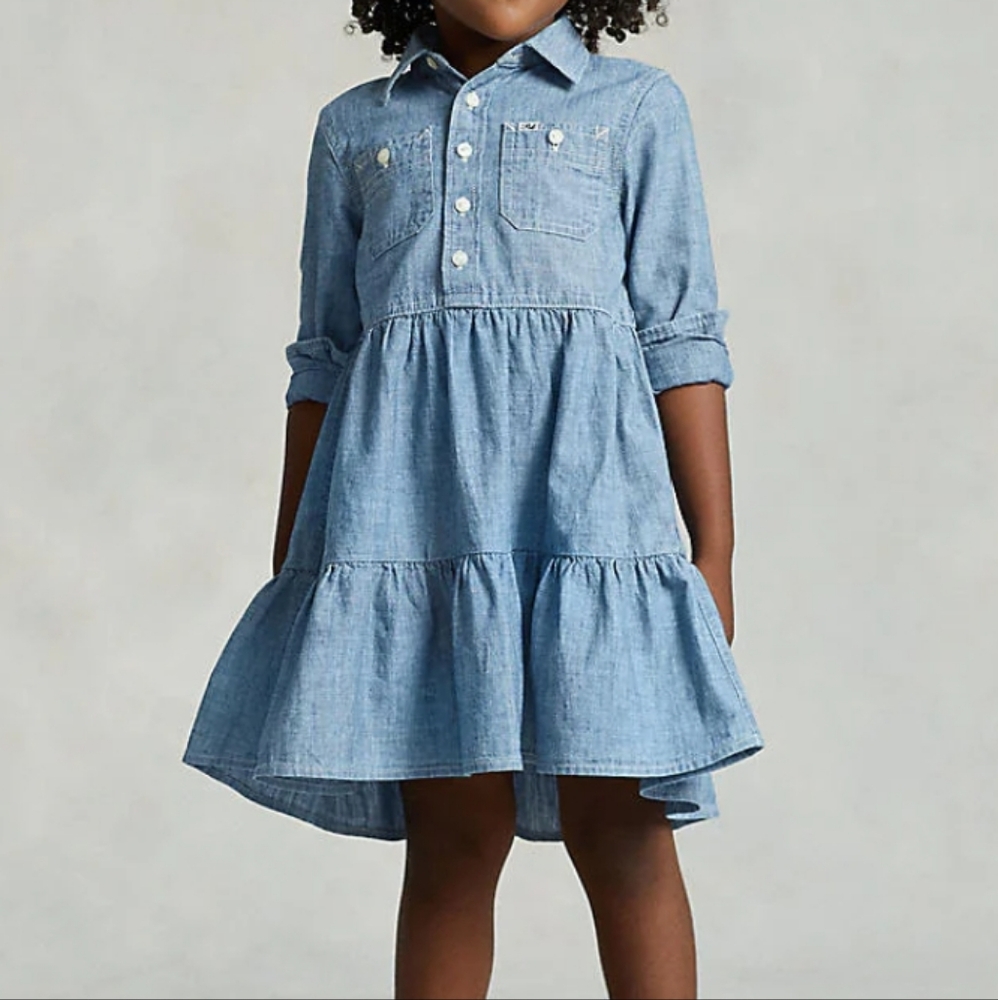 Ralph Lauen Chambray tiered denim dress